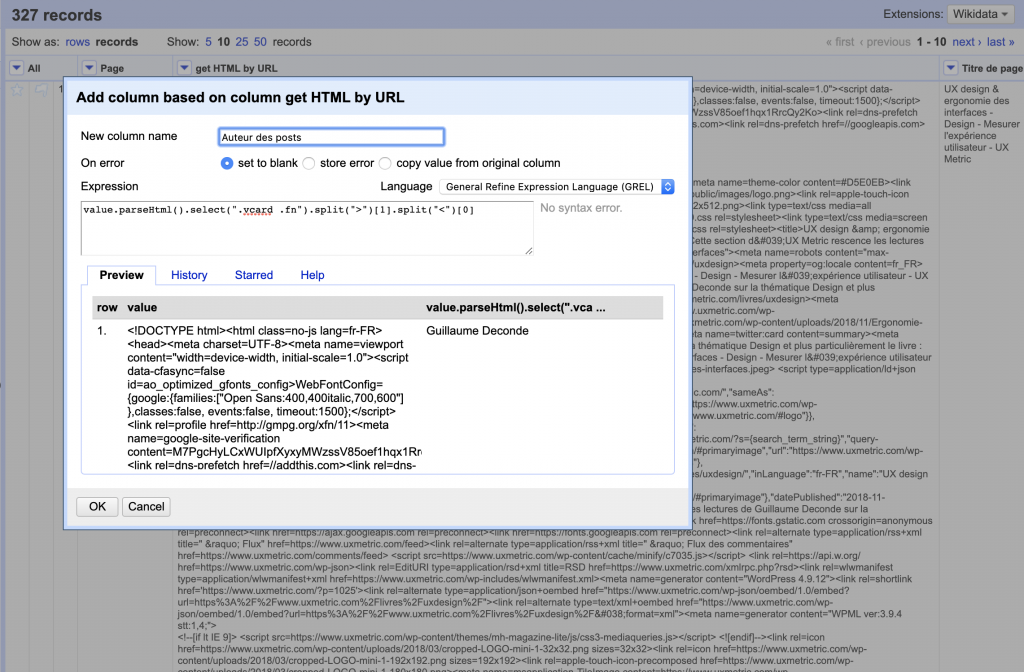 Analyse de données - Open Refine - Data marketing - UX Metric