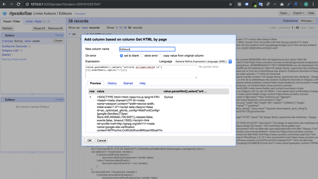 Analyse data - Open Refine - Data marketing - UX Metric