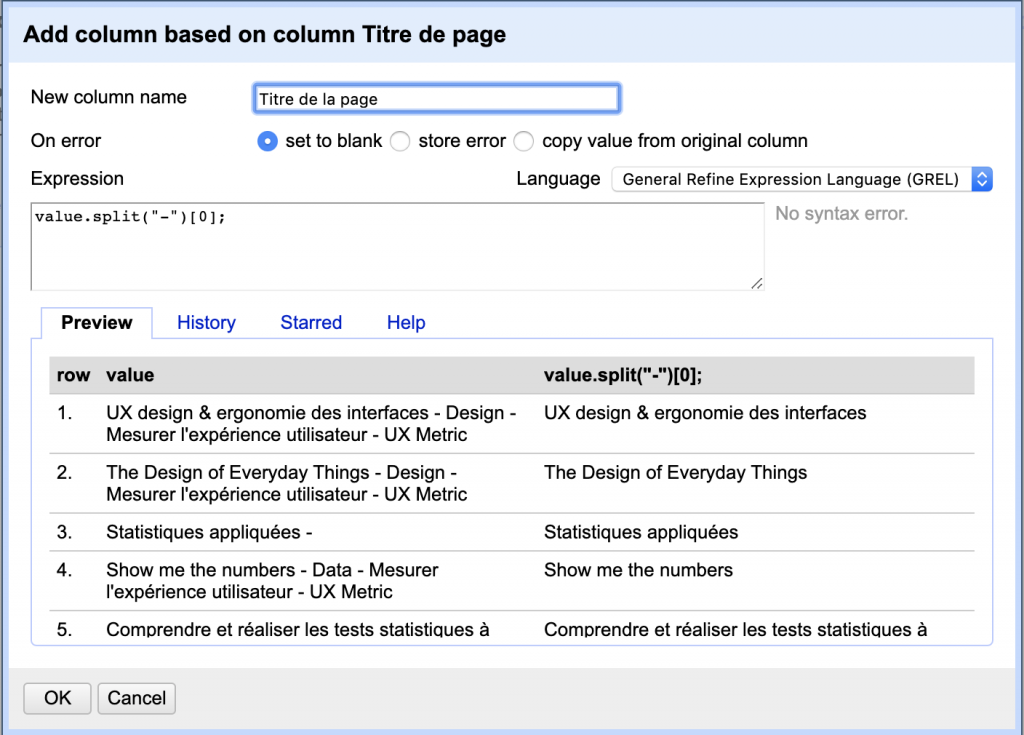 Analyse de données - Open Refine - Data marketing - UX Metric