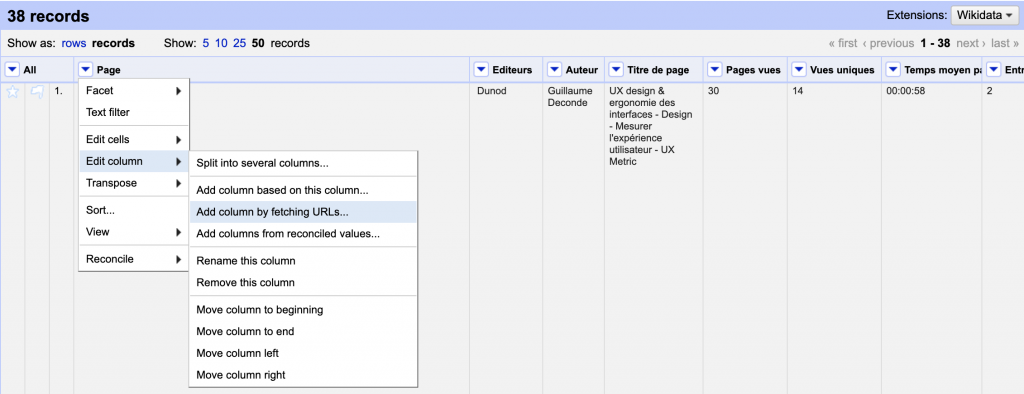 Analyse de données - Open Refine - Data marketing - UX Metric