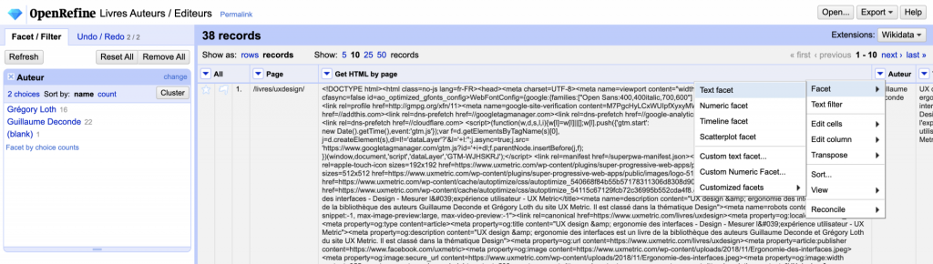 Analyse de données - Open Refine - Data marketing - UX Metric